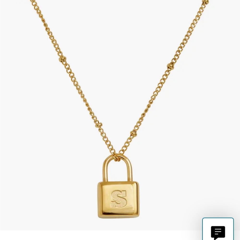 Savvy Cie Jewels Gold Padlock Initial Necklace